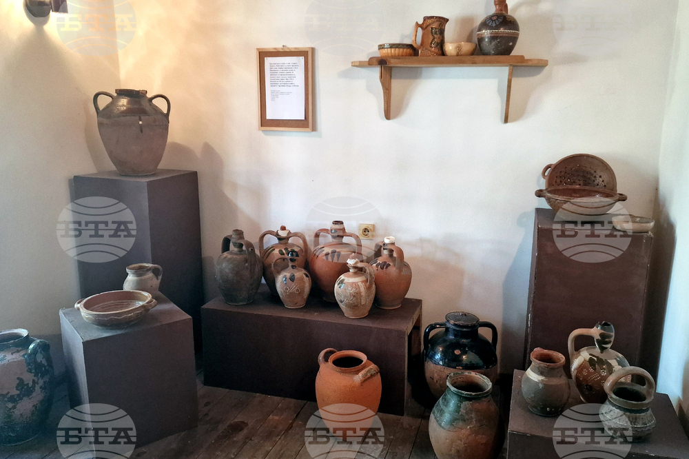 Local heritage display at the Heritage House museum in Loznitsa