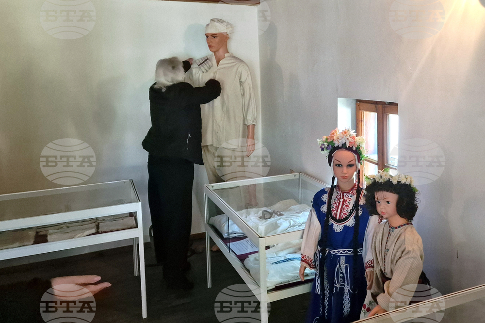 Traditional furnishings at the Heritage House museum in Loznitsa