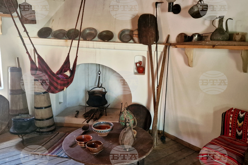 Historic household items at the Heritage House museum in Loznitsa